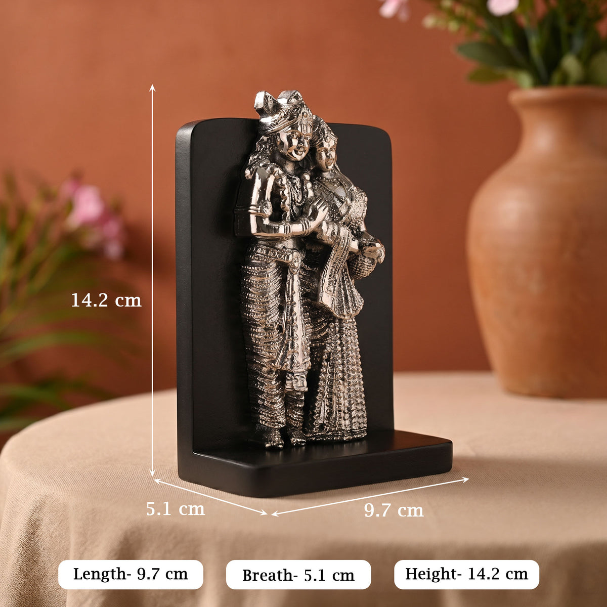 999 Silver Plated Radha Krishna Idol