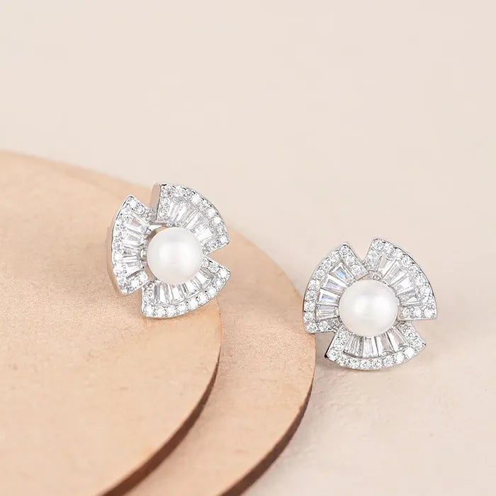 Lustrous Pearl Radiance Earrings - Touch925