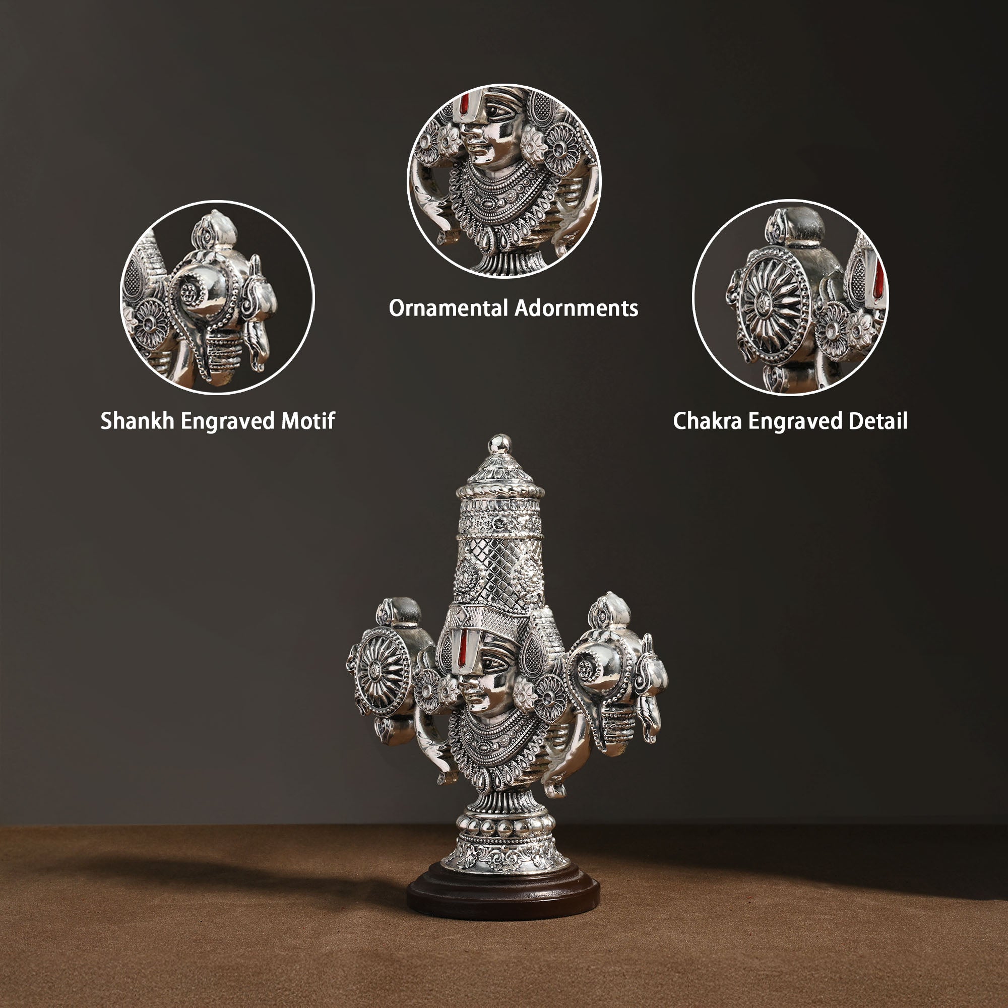 999 Silver Plated Tirupati Balaji Idol