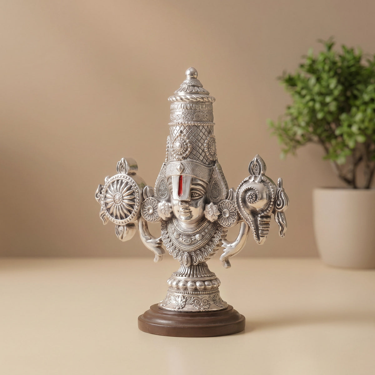 999 Silver Plated Tirupati Balaji Idol