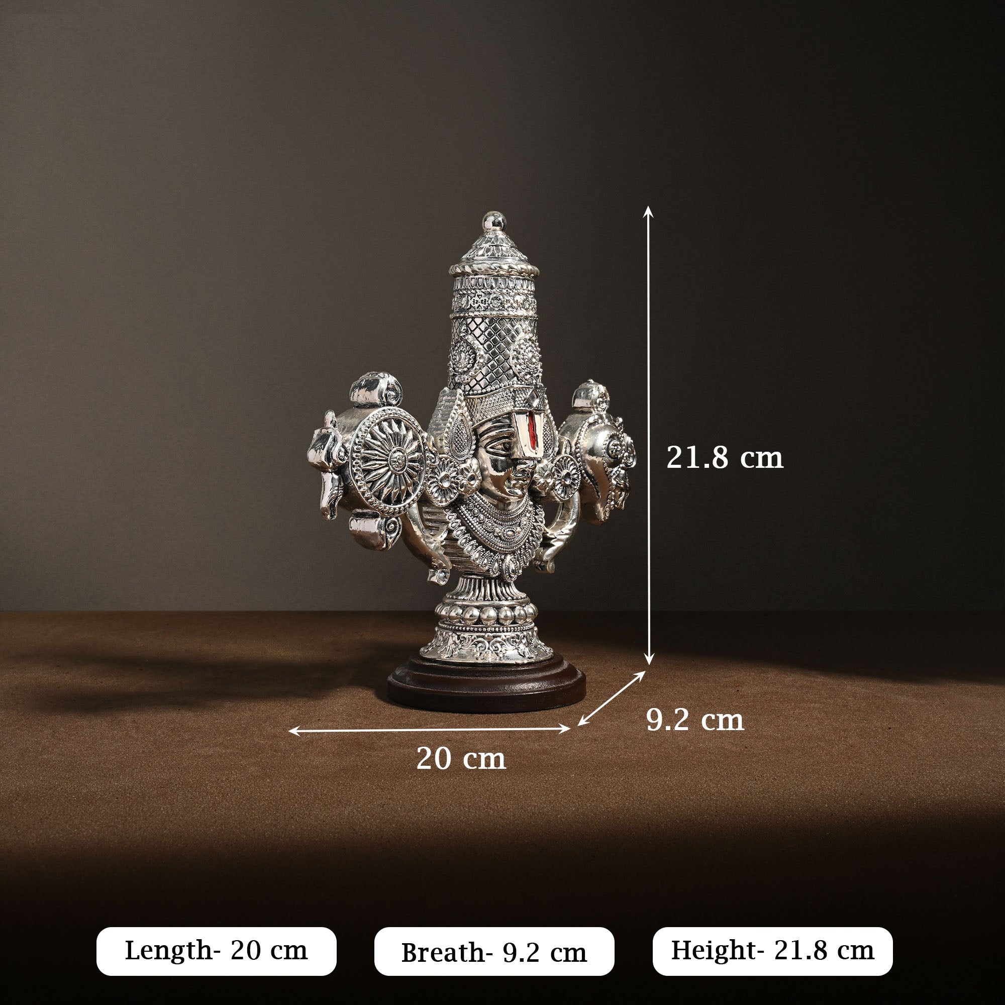 999 Silver Plated Tirupati Balaji Idol