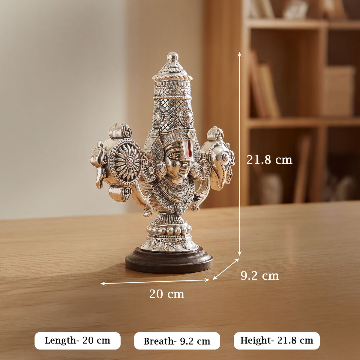 999 Silver Plated Tirupati Balaji Idol