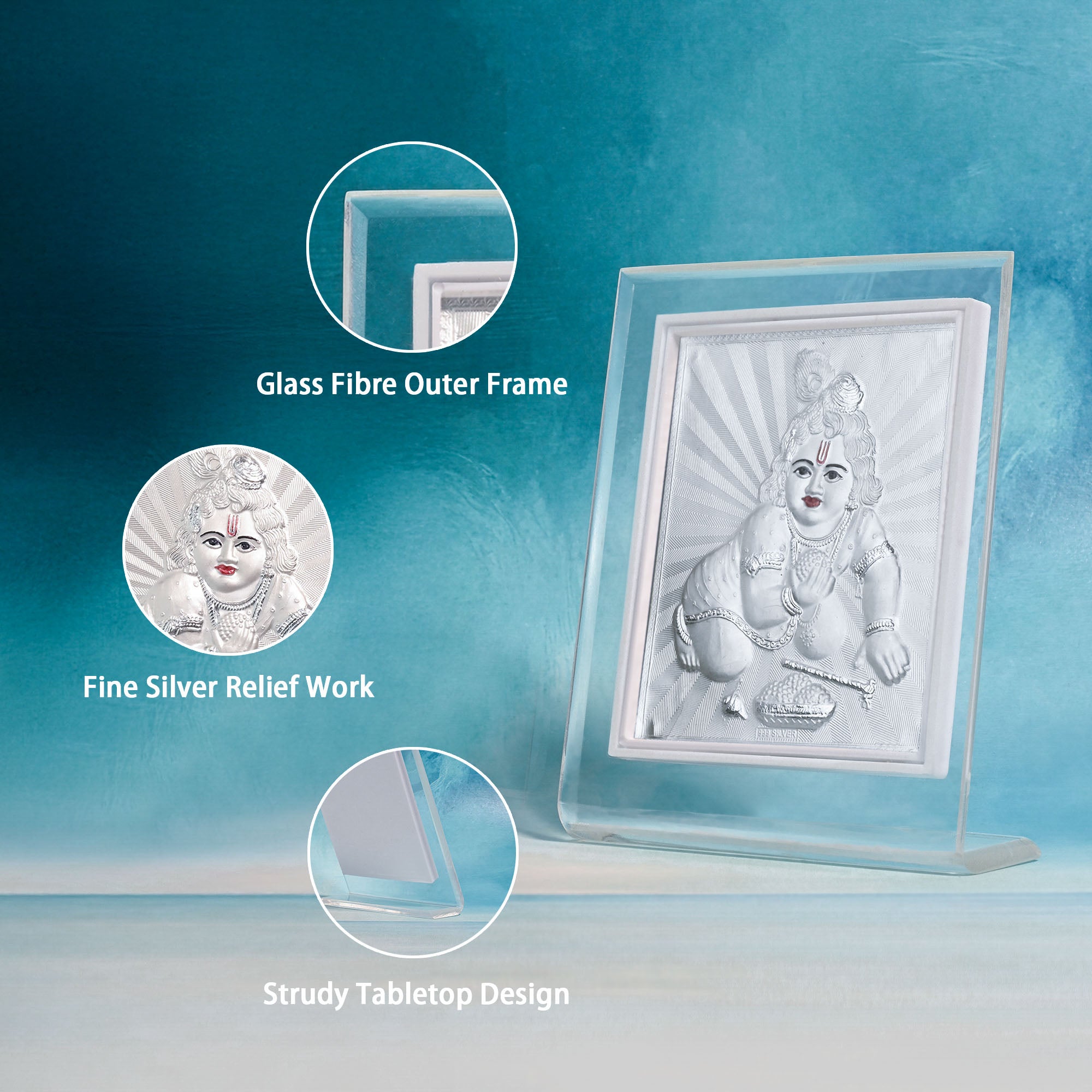 999 Silver Laddu Gopal Frame