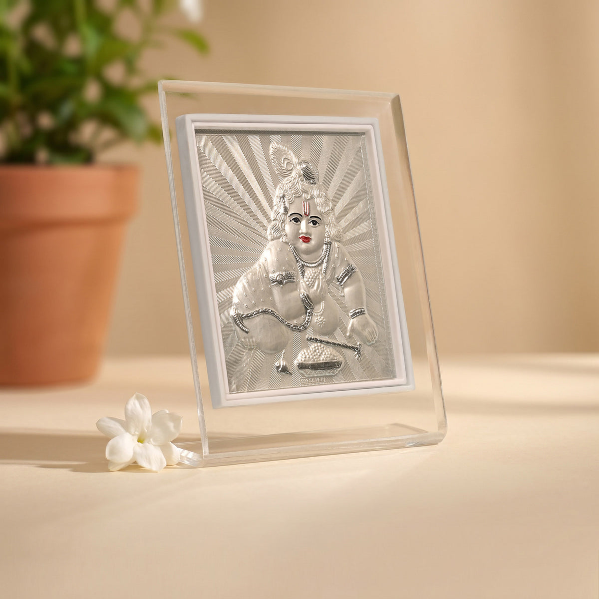 999 Silver Laddu Gopal Frame
