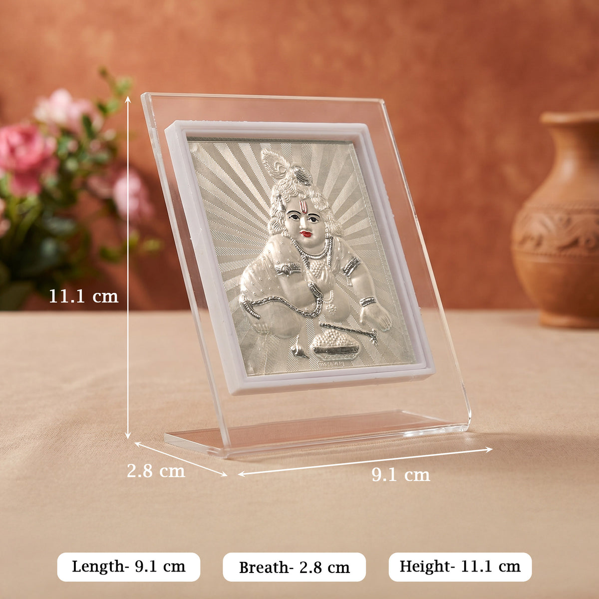 999 Silver Laddu Gopal Frame