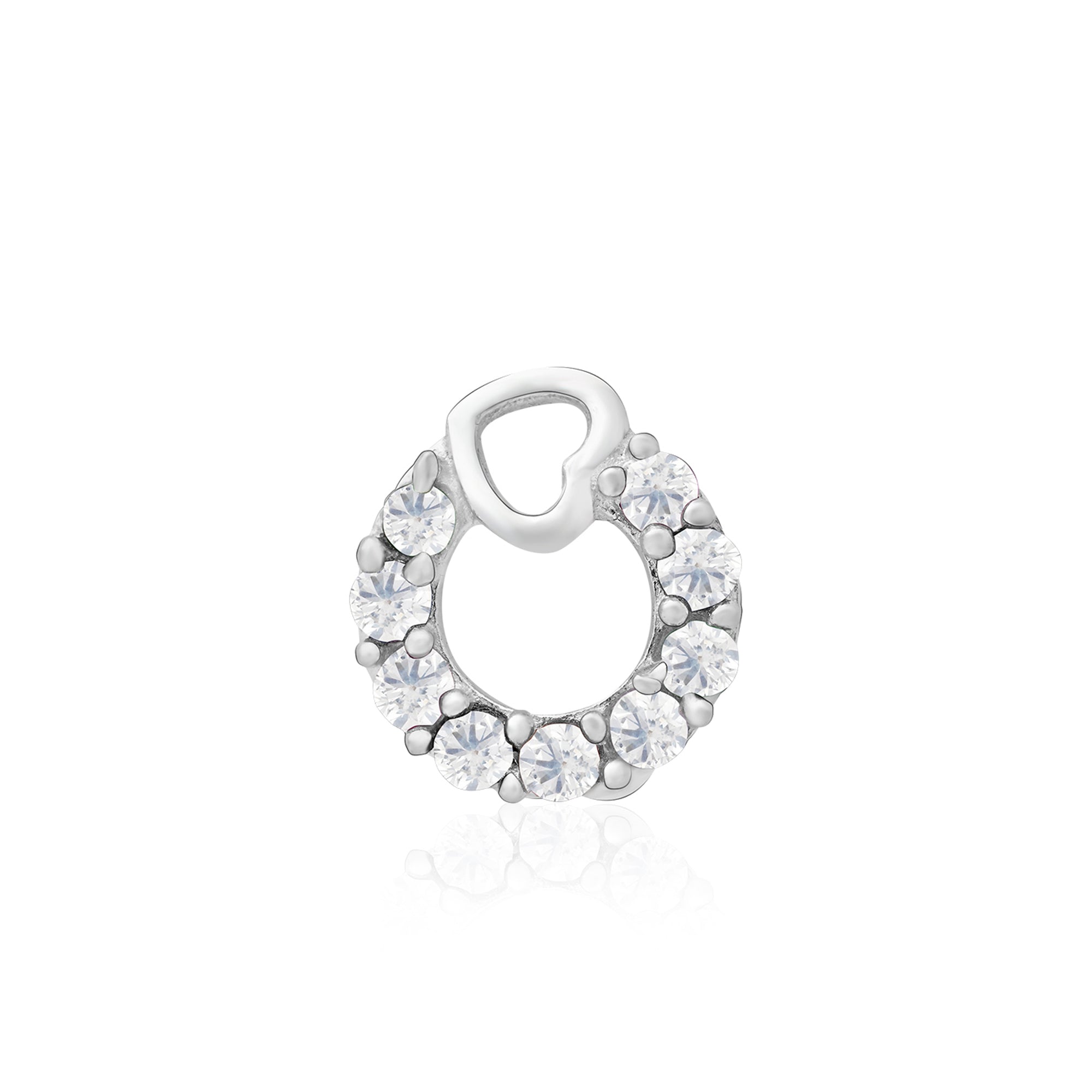 Heart Loop CZ Silver Nose Pin