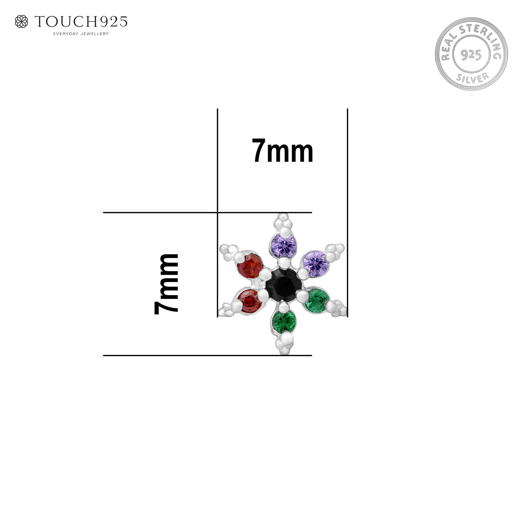 Starburst CZ Silver Nose Pin