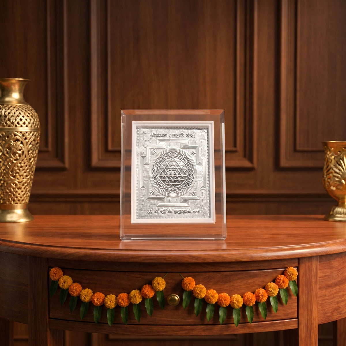 999 Silver Shree Lakshmi Yantra Frame