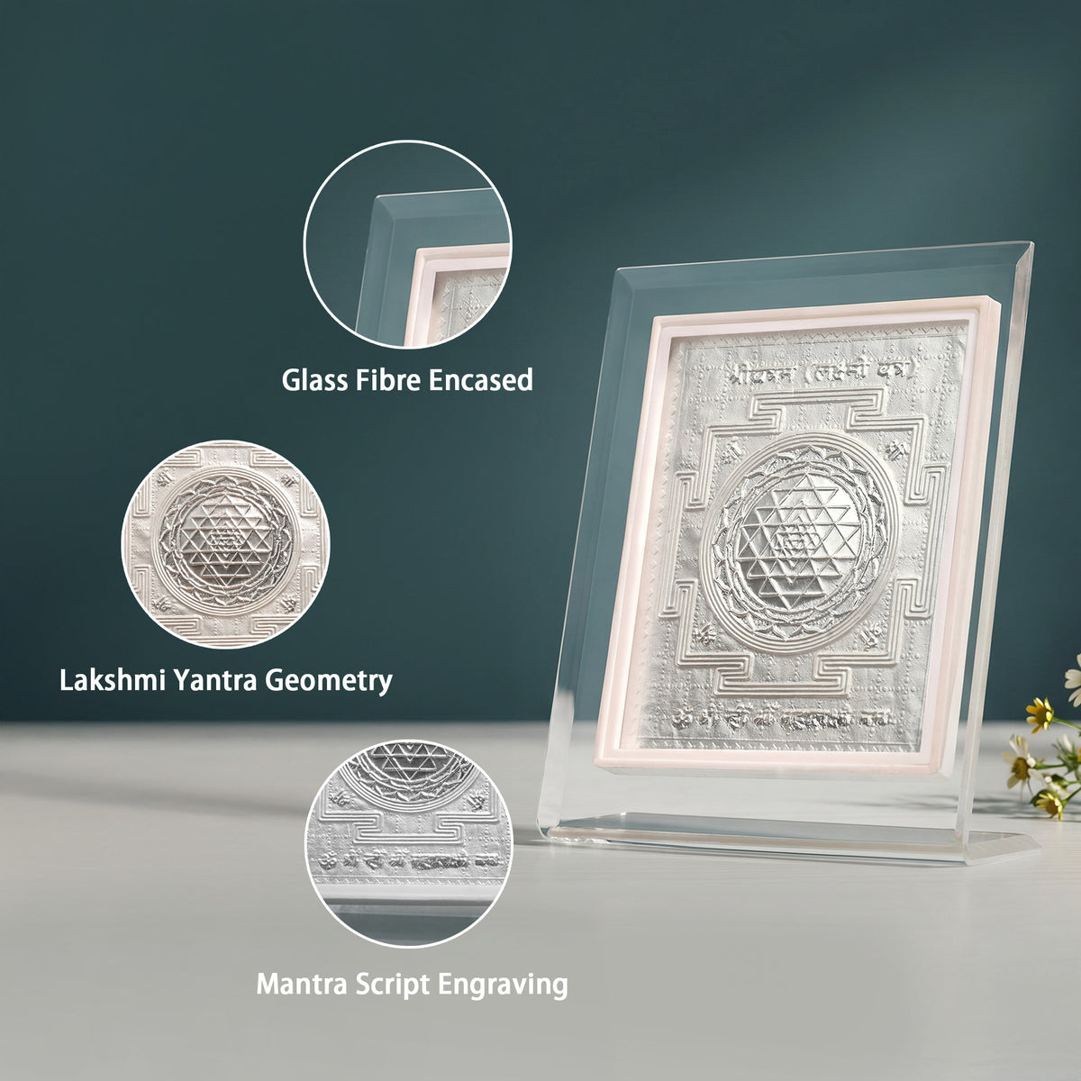 999 Silver Shree Lakshmi Yantra Frame