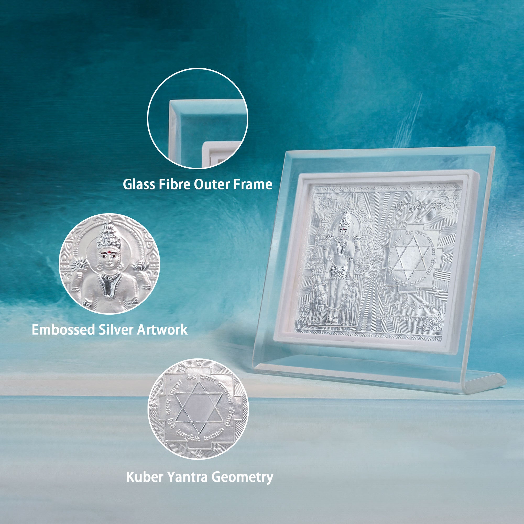 999 Silver Kuber Yantra Frame