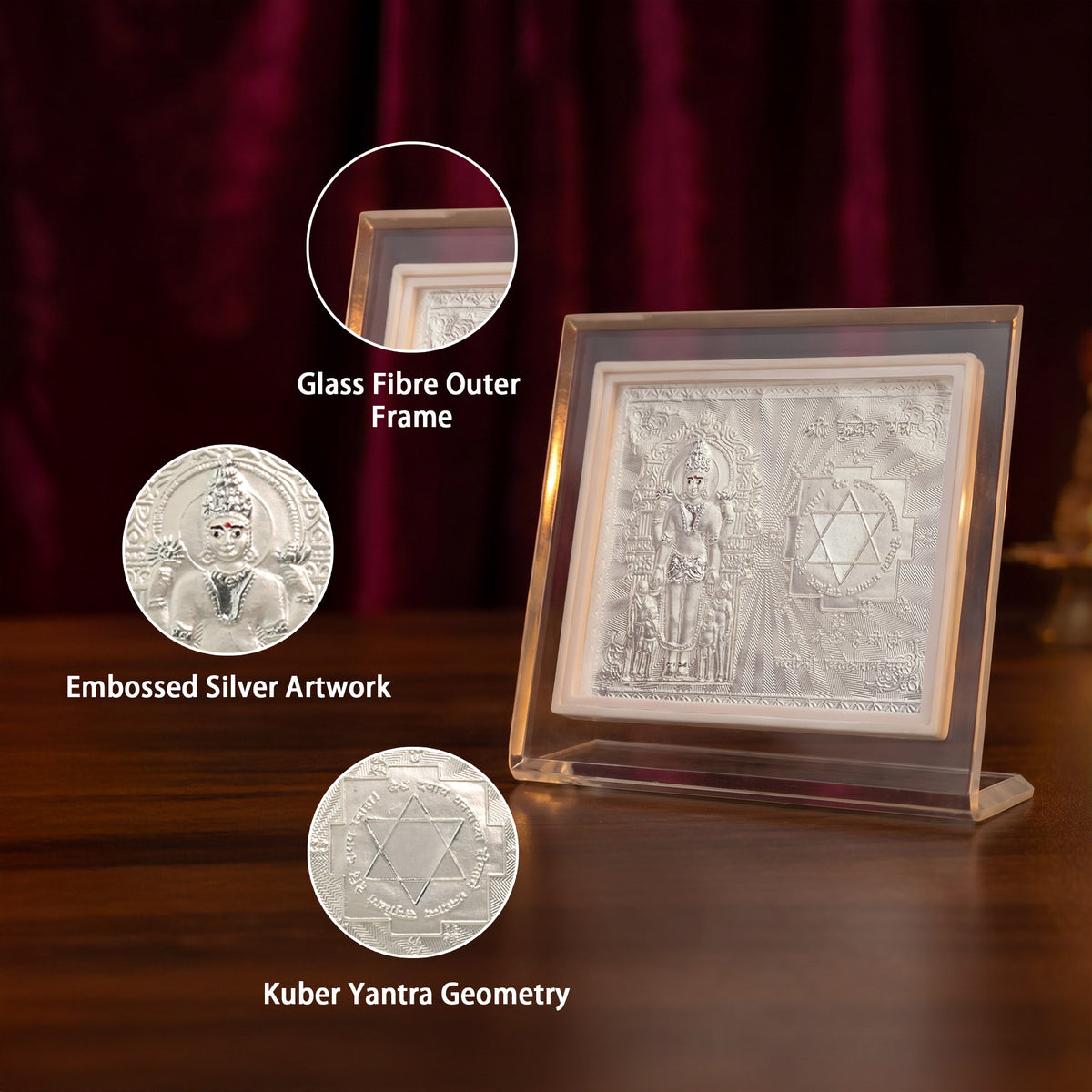999 Silver Kuber Yantra Frame