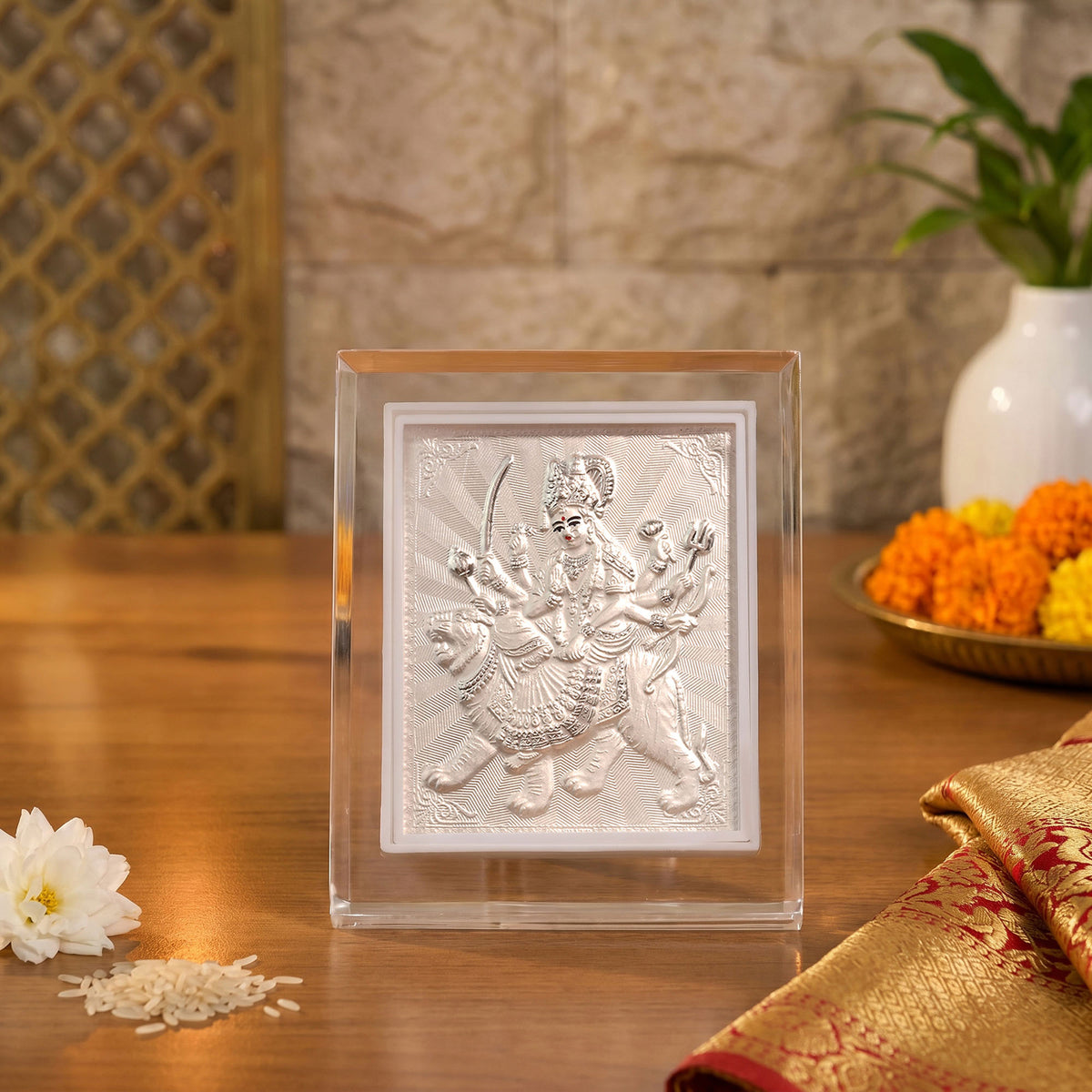 999 Silver Durga Maa Frame