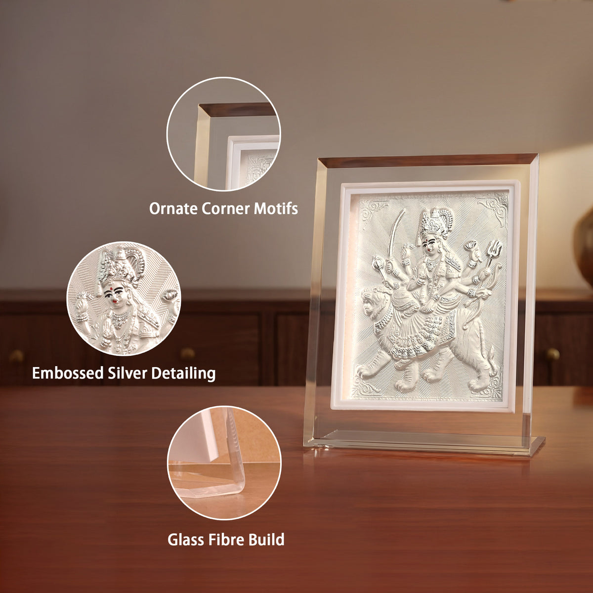999 Silver Durga Maa Frame