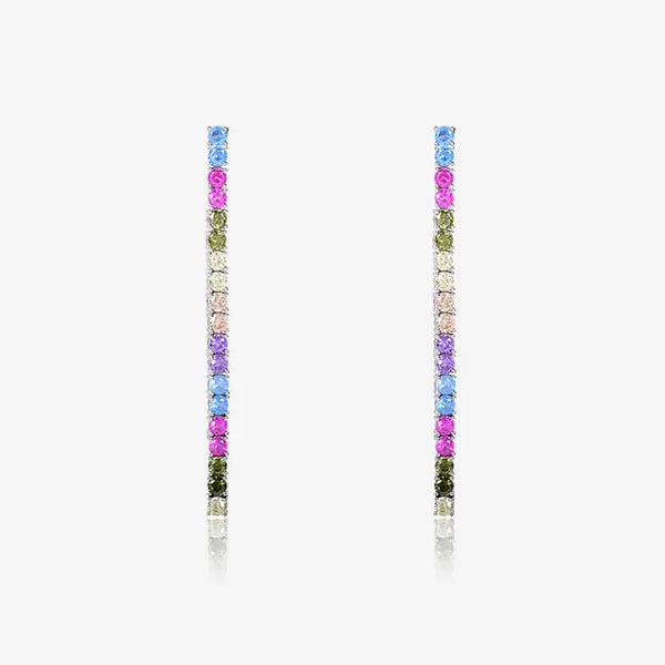 Sleek Multicoloured CZ Stone Earrings