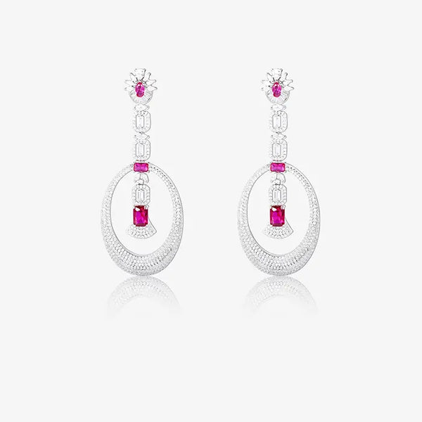 Sleek Opulent Pink Cz Earrings