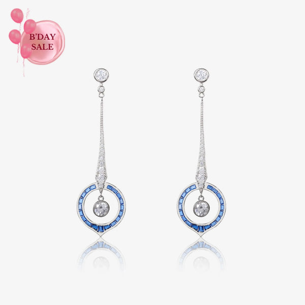 Blue and White Cz Cascade Earrings - Touch925