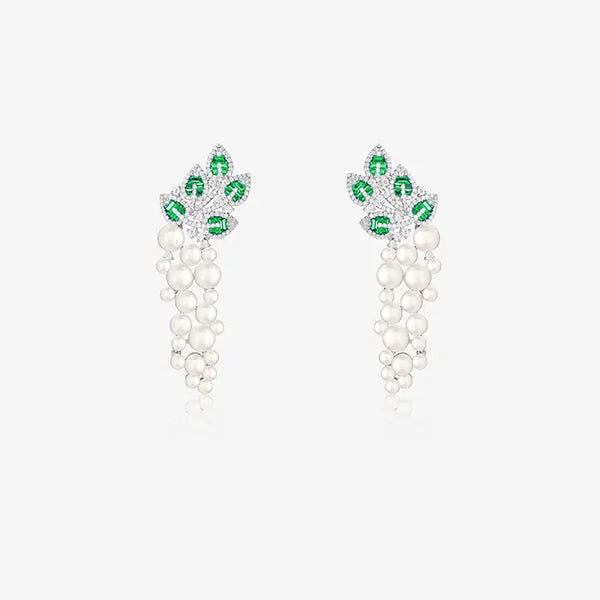 Emerald Branches CZ Leaves Earrings