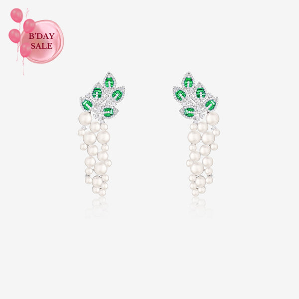 Emerald Branches CZ Leaves Earrings - Touch925