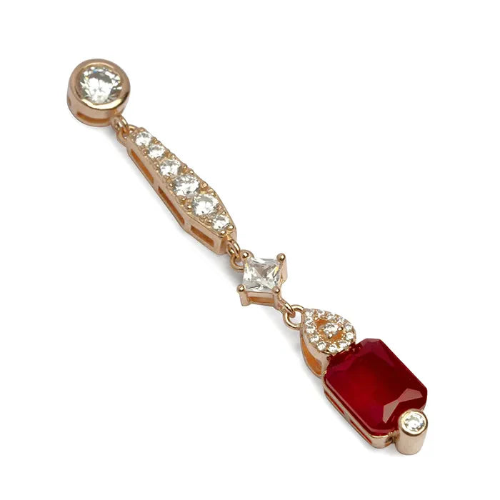 Captivating Red Rose Gold Dangler - Touch925