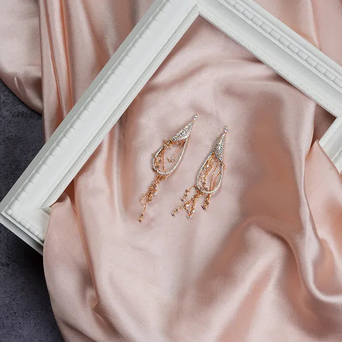 Rose Gold Dainty Cascade Dangling Earrings - Touch925