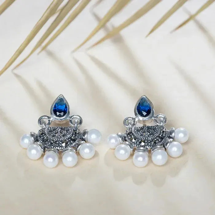 Dainty Blue Cz Earrings - Touch925