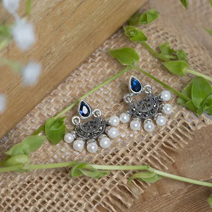 Dainty Blue Cz Earrings - Touch925