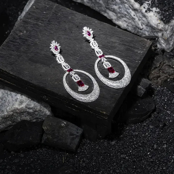 Sleek Opulent Pink Cz Earrings - Touch925