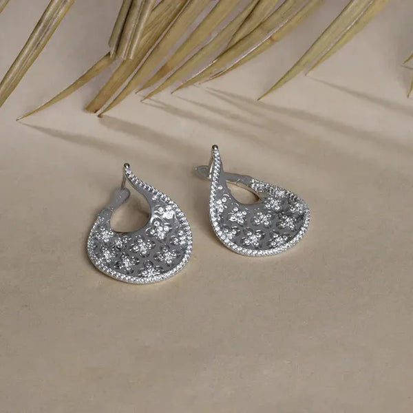 Graceful Textured Silver Earrings - Touch925