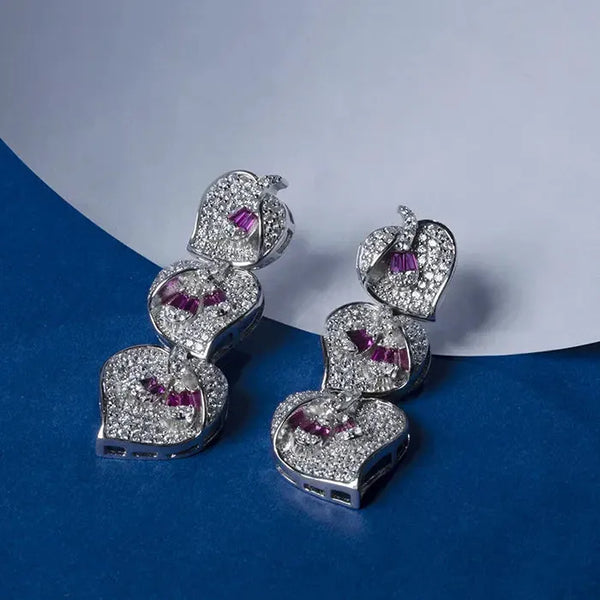 Purple Petal Cascade Earrings - Touch925