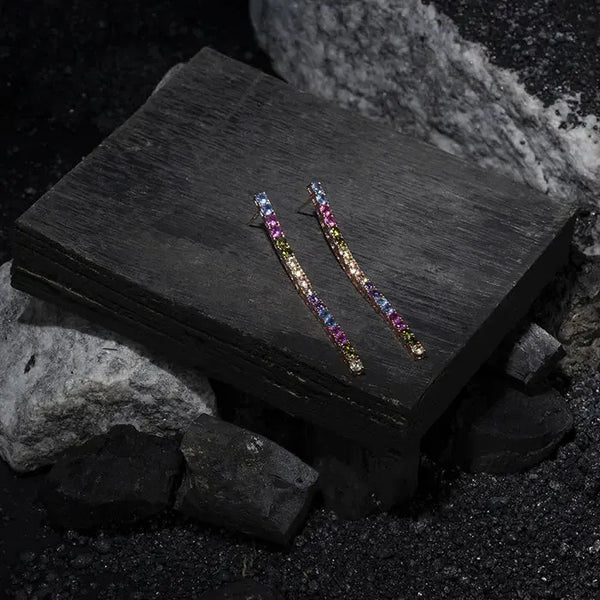 Sleek Multicoloured CZ Stone Earrings - Touch925