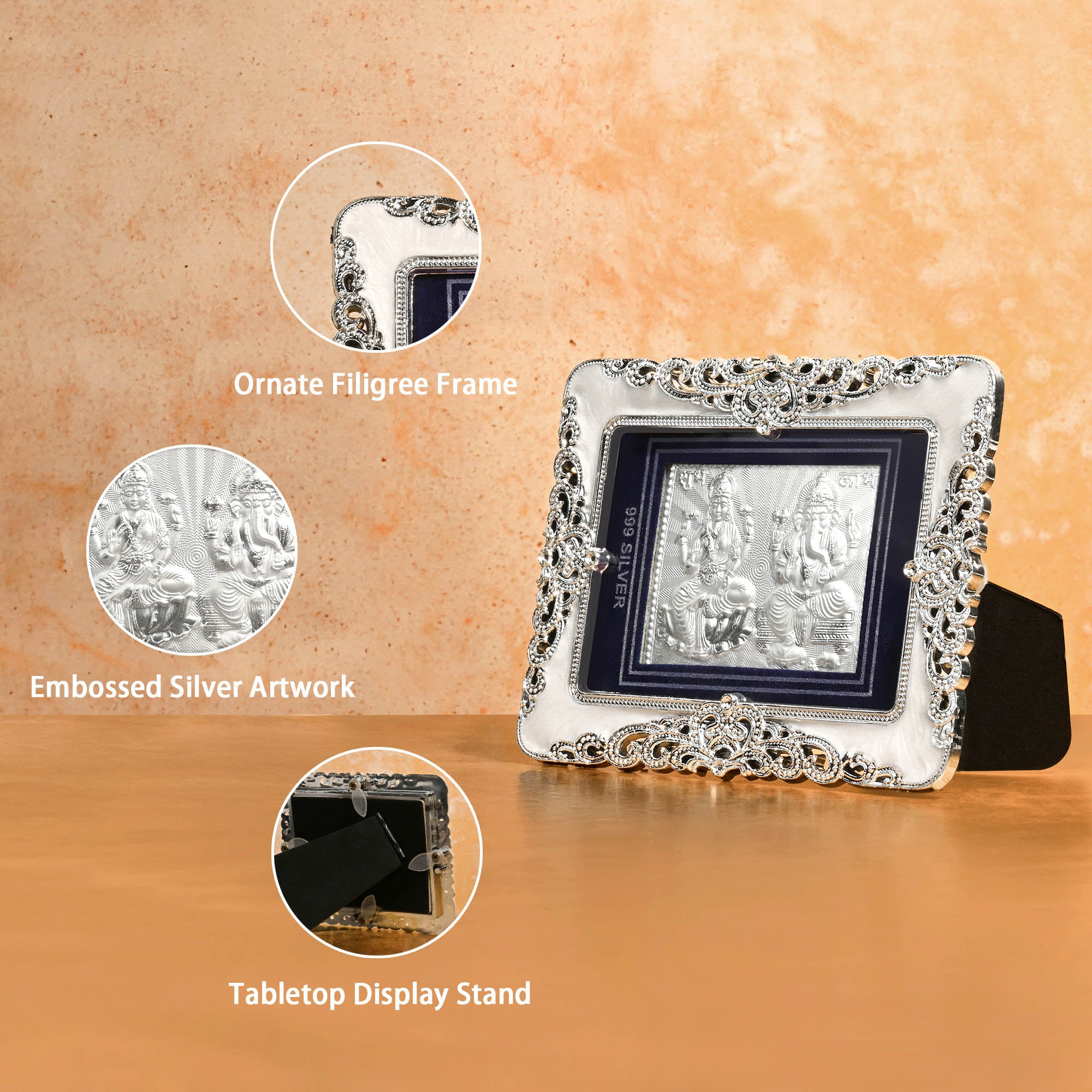 999 Silver Laxmi Ganesha Frame