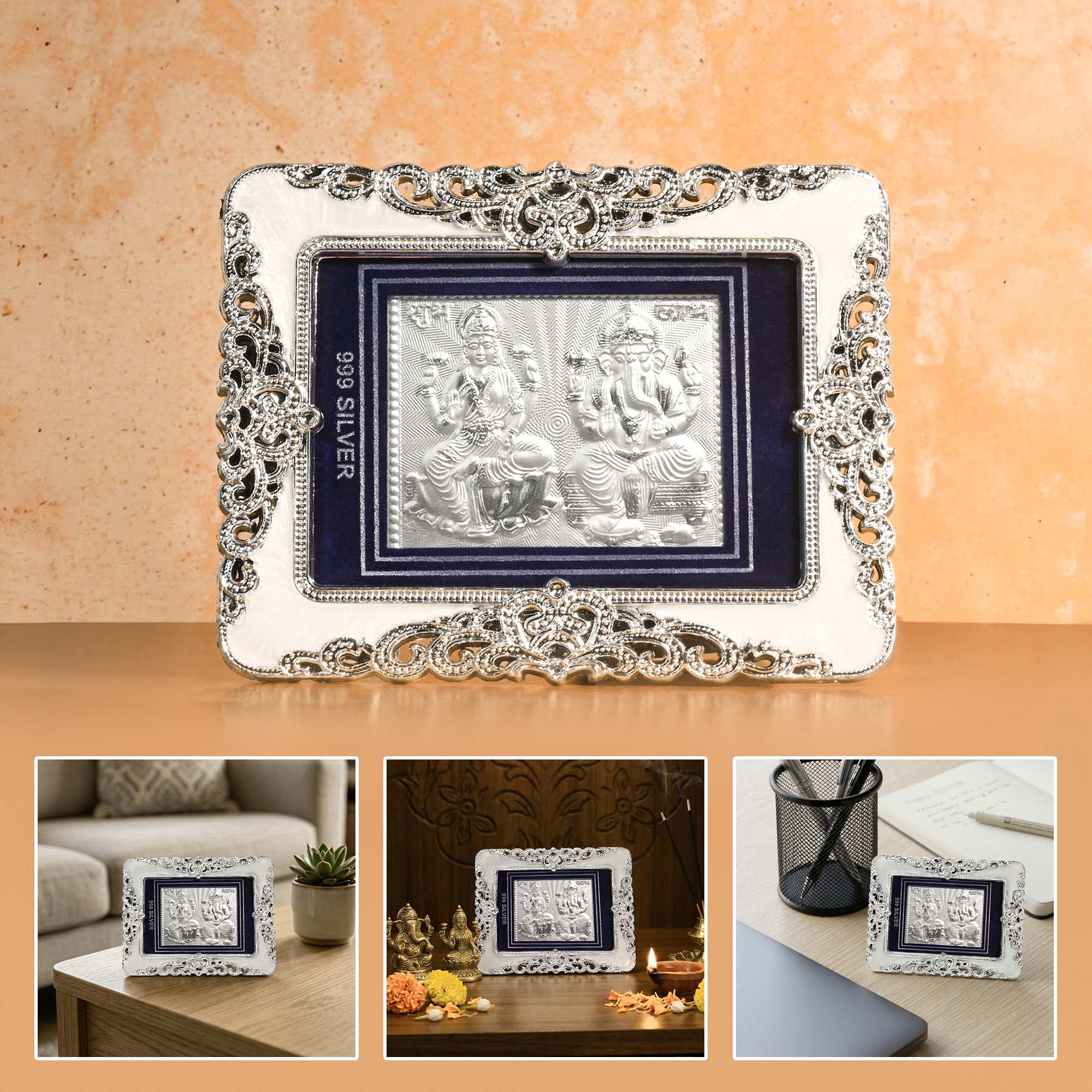 999 Silver Laxmi Ganesha Frame
