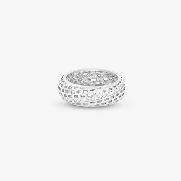 CZ Diagonal Line Texture Ring