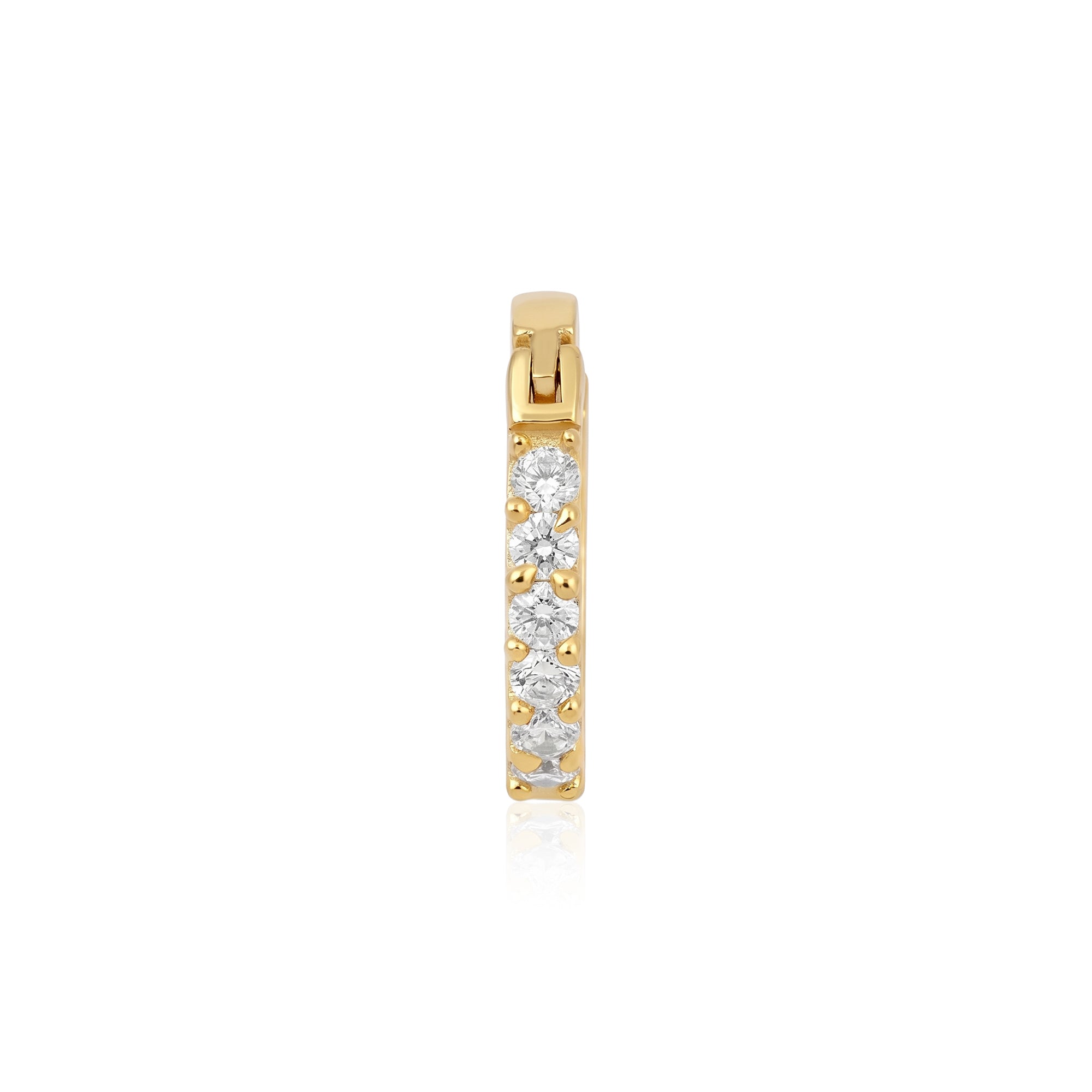 Classic Zircon Row Silver Huggie Hoop