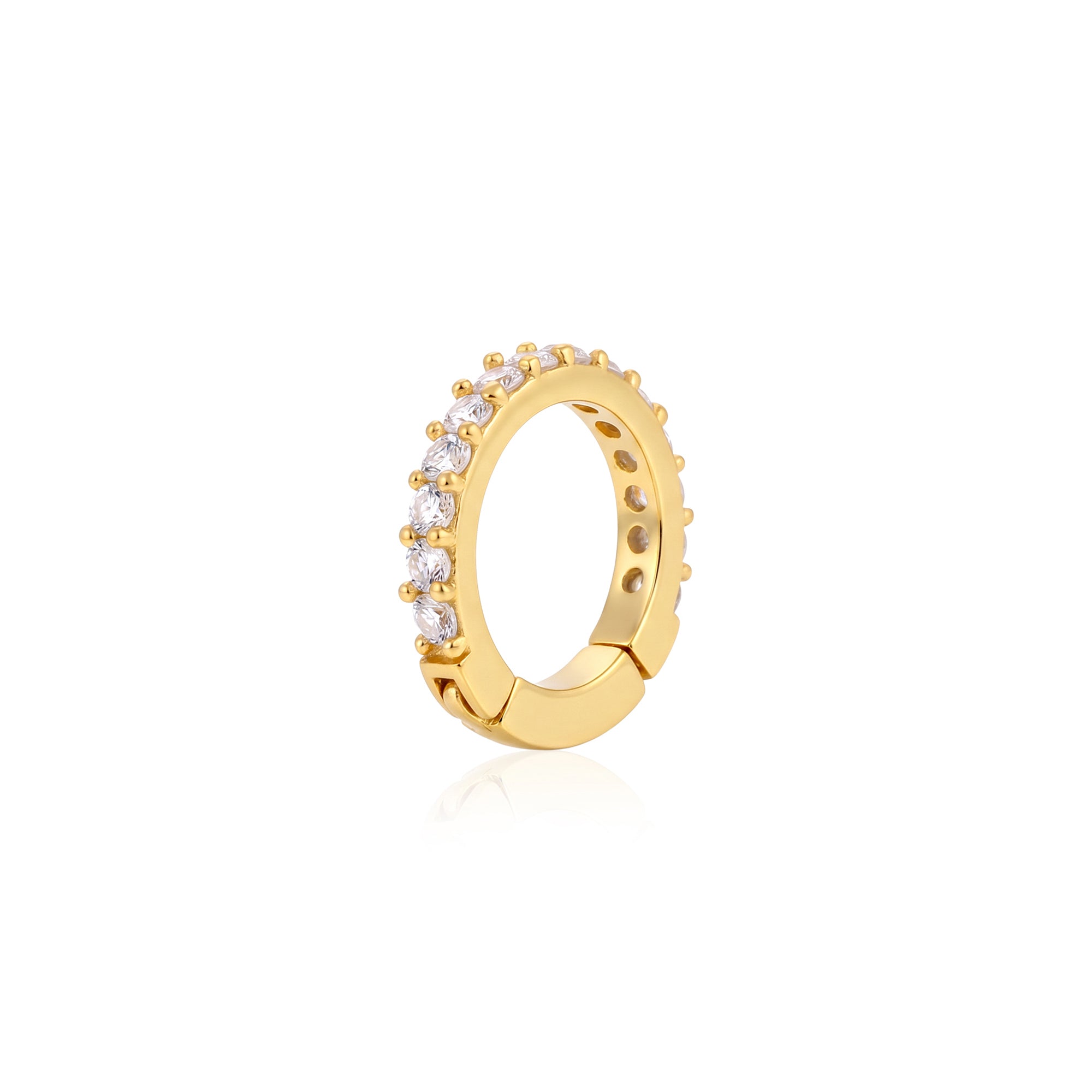 Classic Zircon Row Silver Huggie Hoop