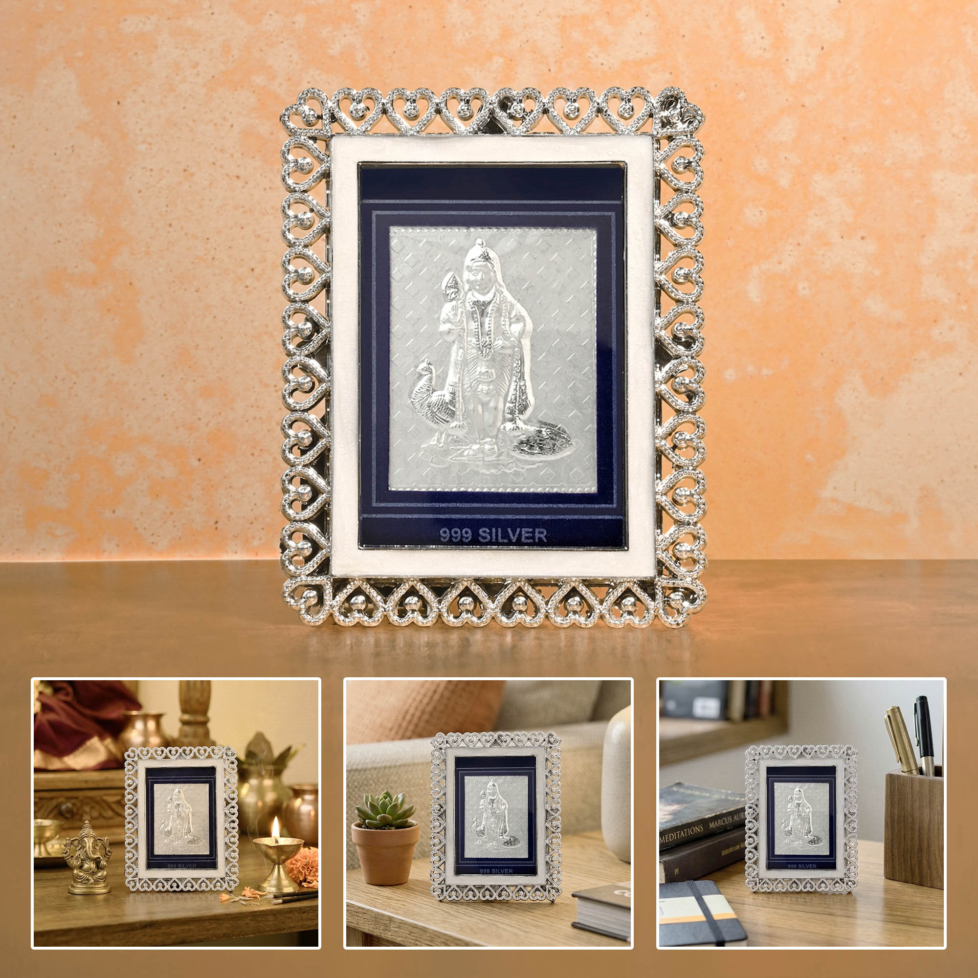 999 Silver Murugan Swami Frame