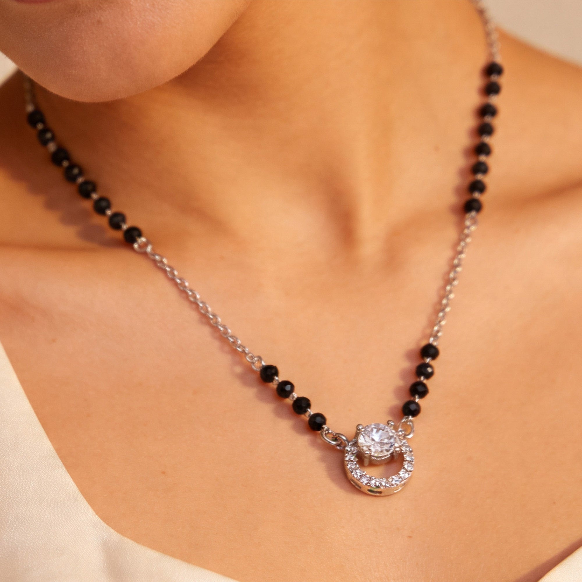 Floating Solitaire Halo Mangalsutra