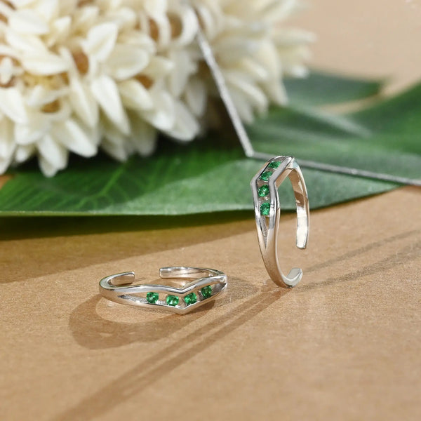 Sparkle Green Stone Toe Rings