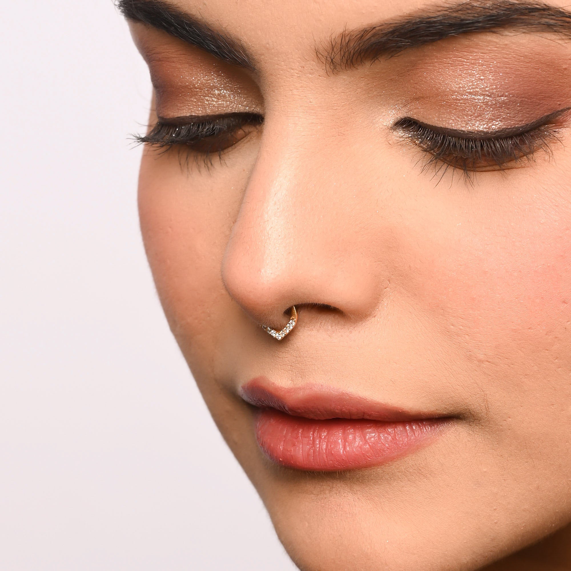 Set of 2 Silver V & Drop Septum Nose Ring