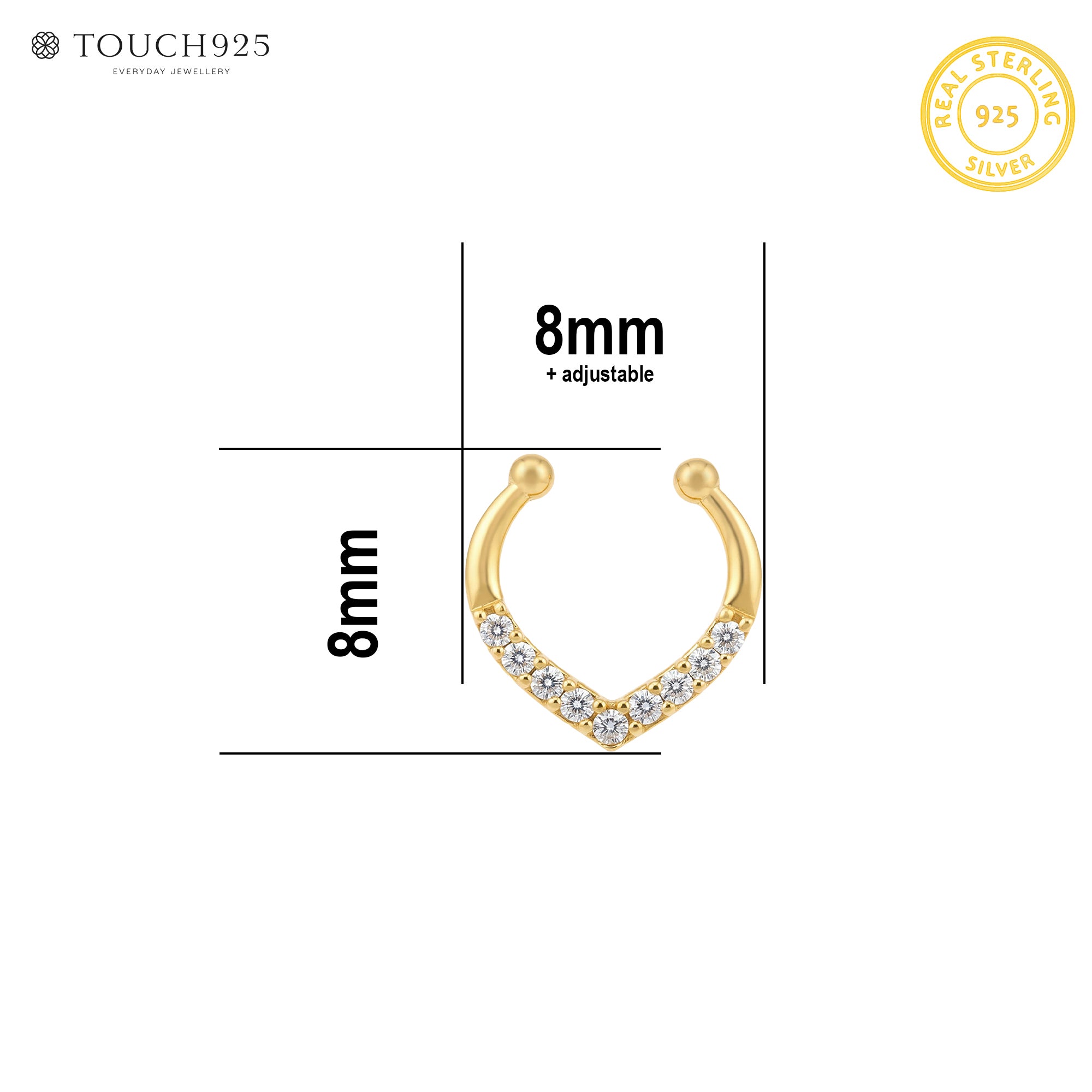 Chevron CZ Septum Nose Ring