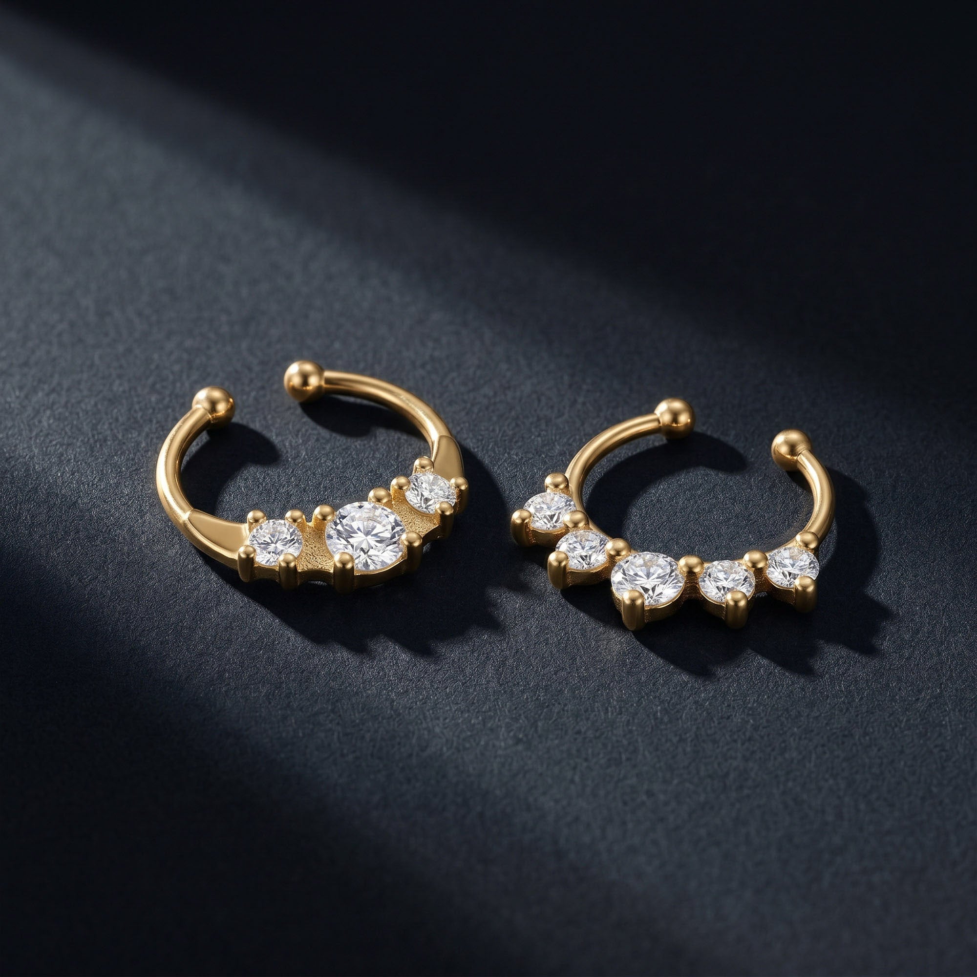 Sparkling Duo Septum Nose Ring Set