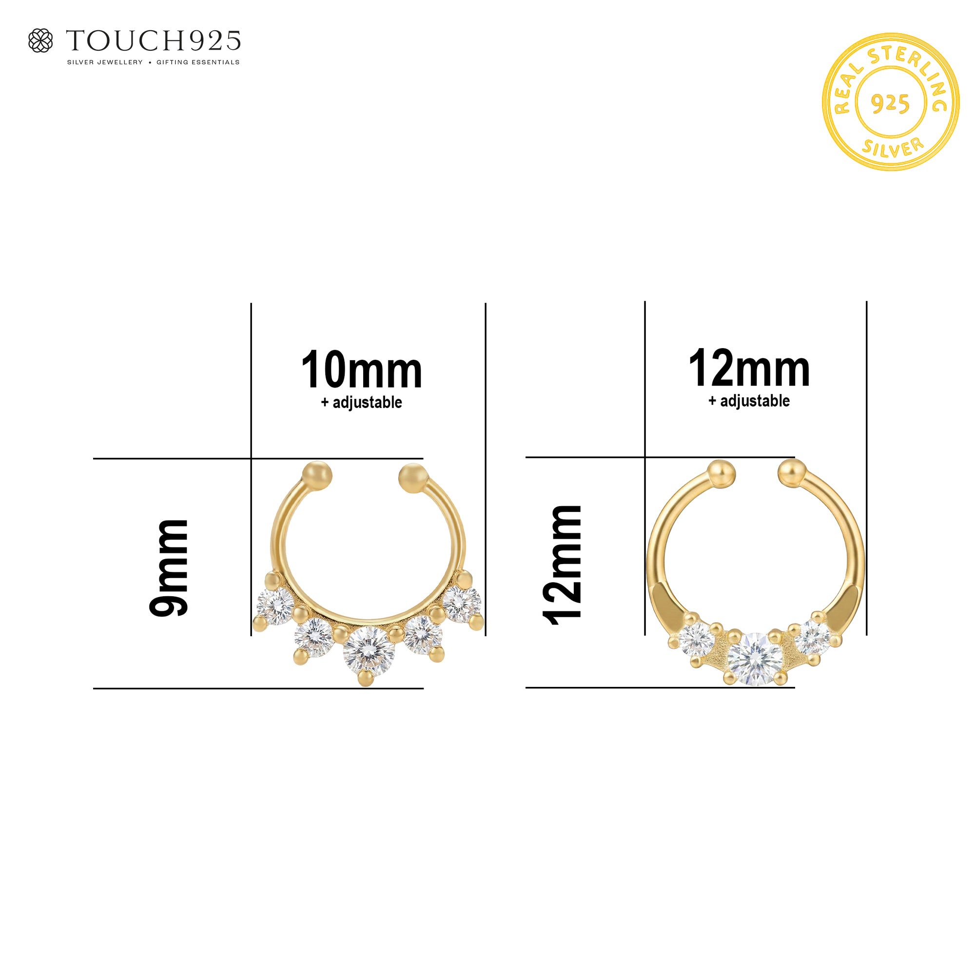 Sparkling Duo Septum Nose Ring Set