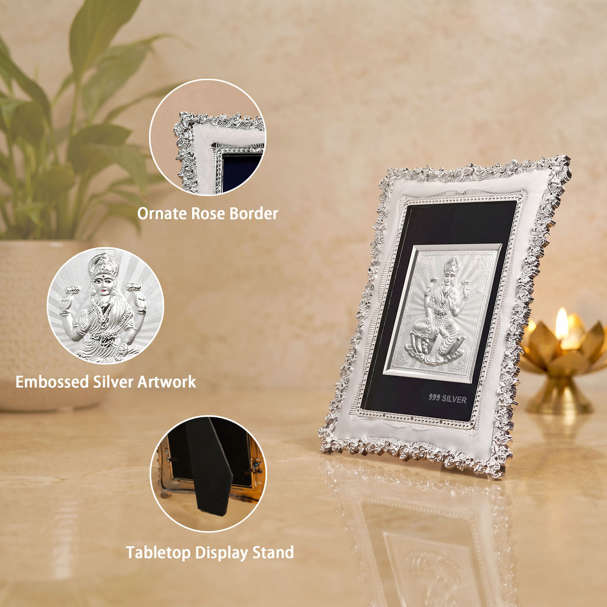 999 Silver Lakshmi Ji Frame