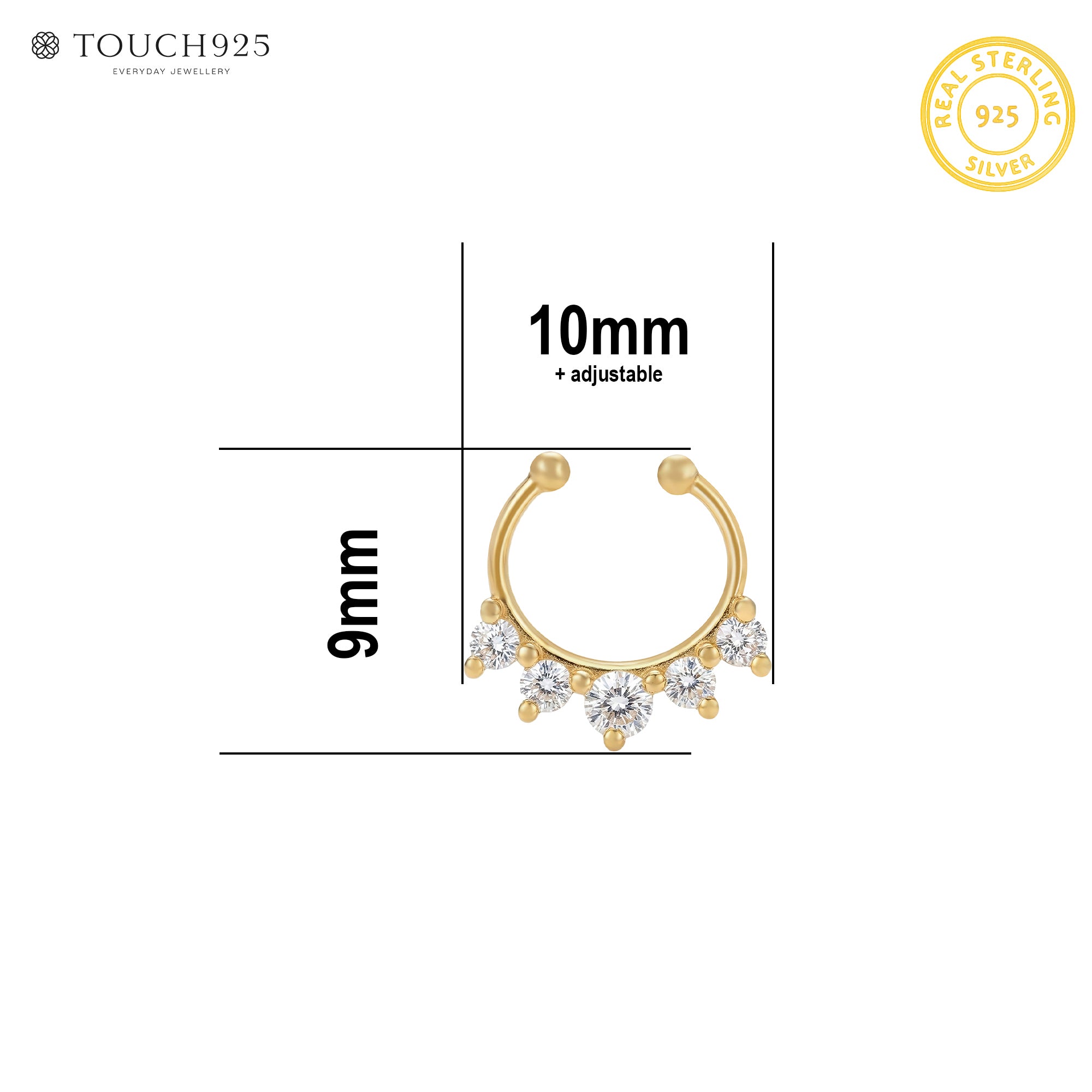 Crown CZ Septum Nose Ring