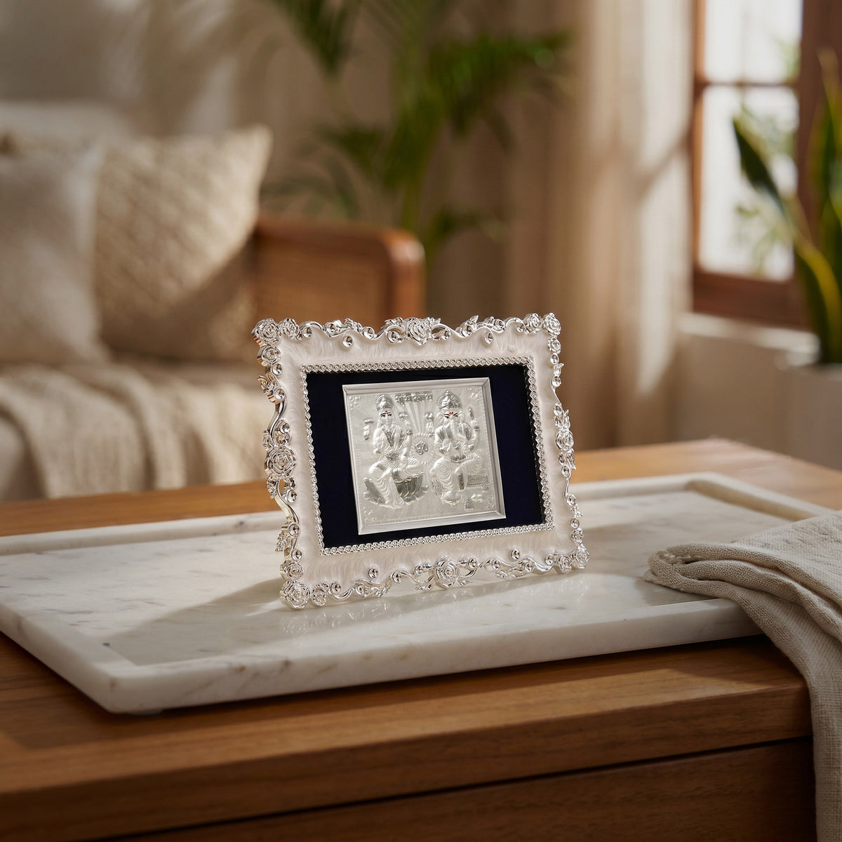 999 Silver Lakshmi Ganesha Frame