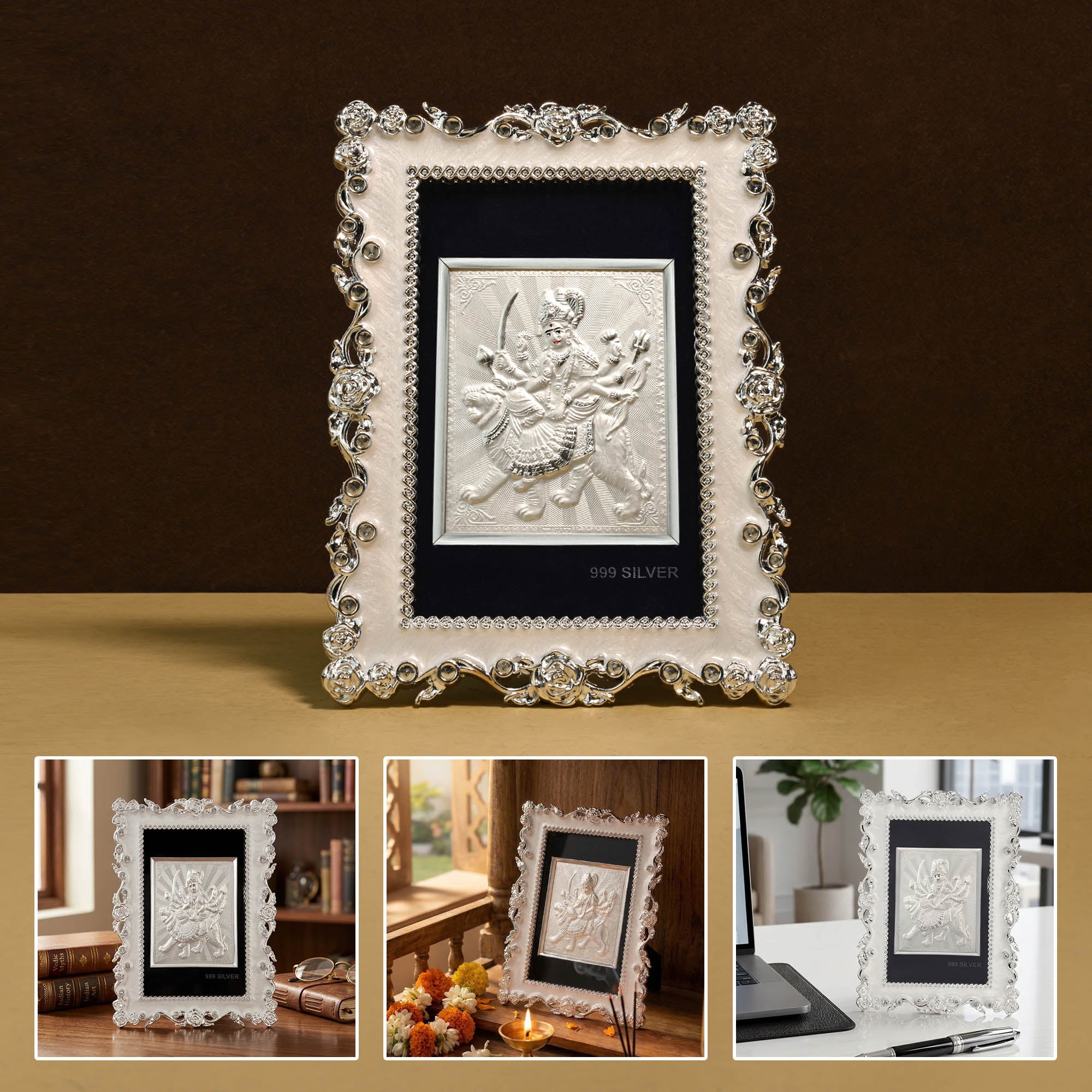 999 Silver Durga Maa Frame