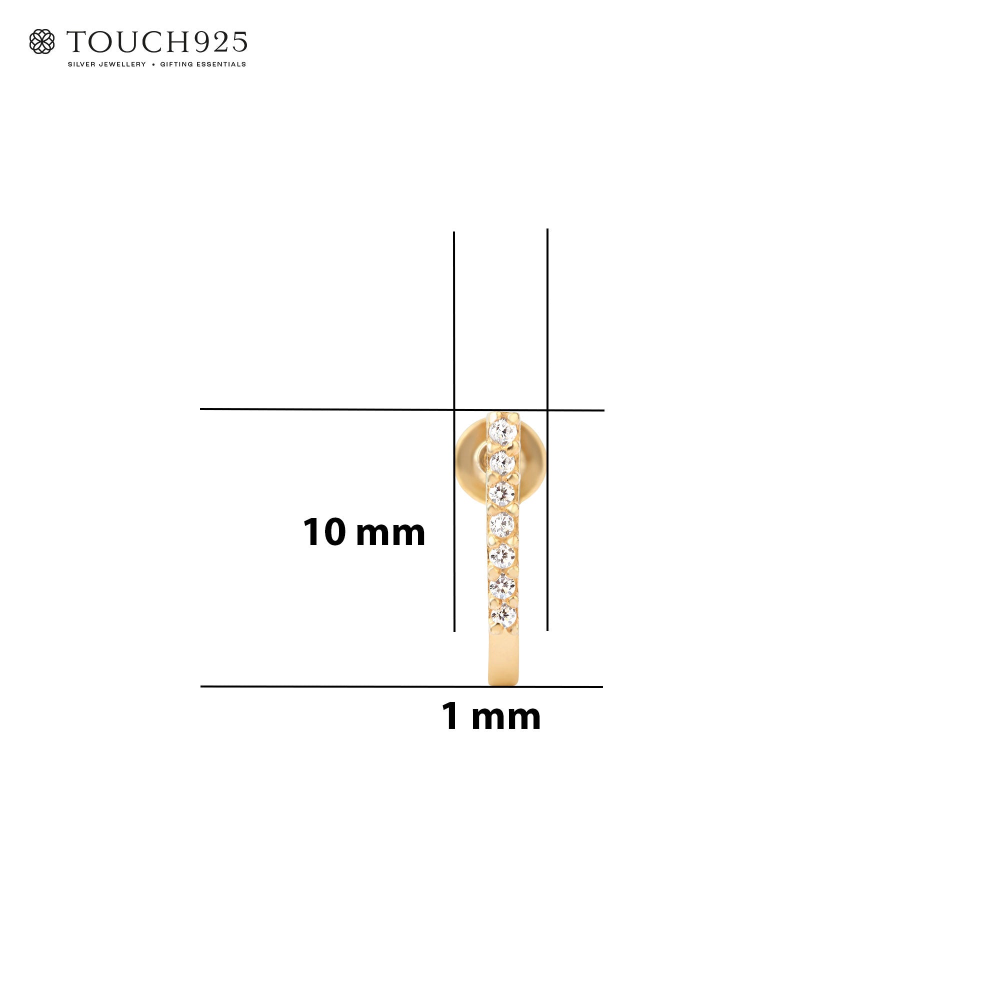 Sparkling Curved Bar Nose Pin