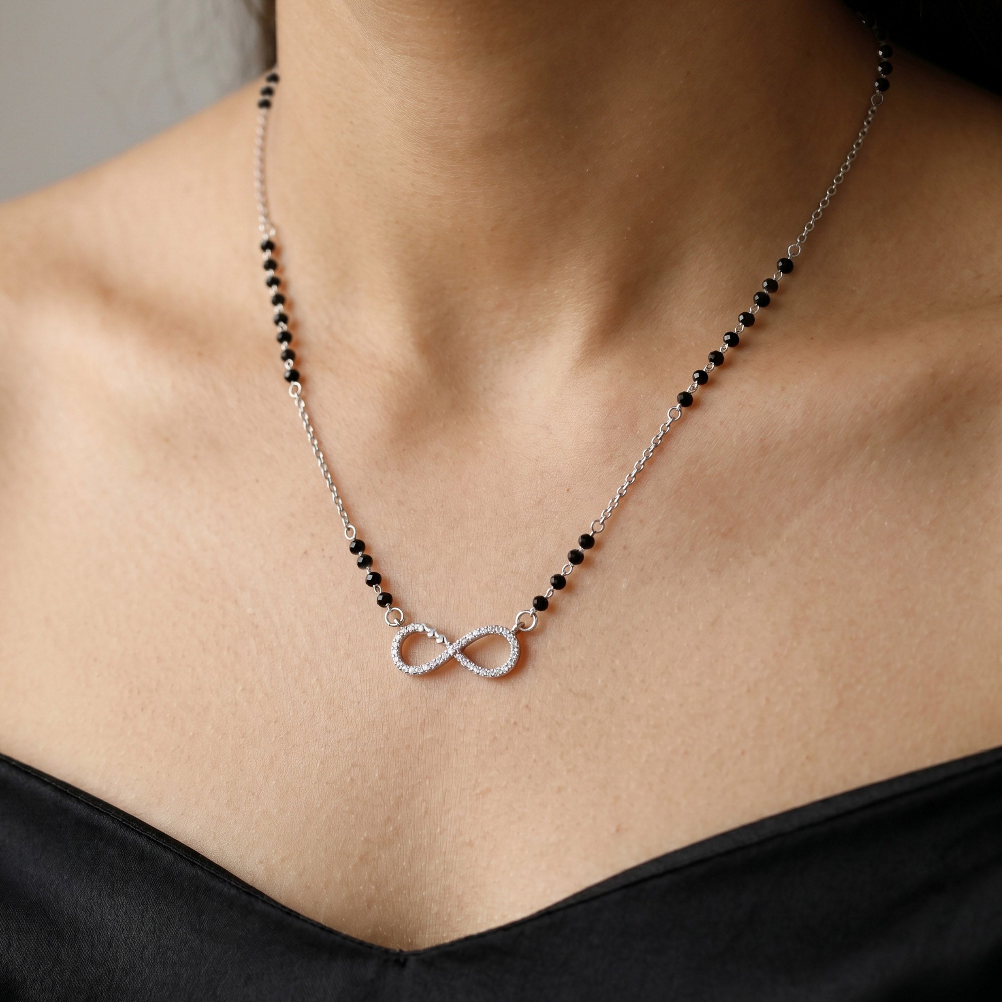 Intertwined Heart Infinity CZ Mangalsutra