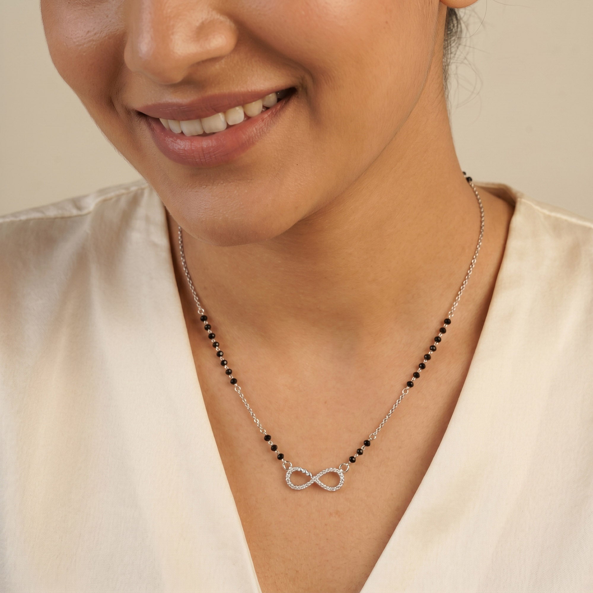 Intertwined Heart Infinity CZ Mangalsutra