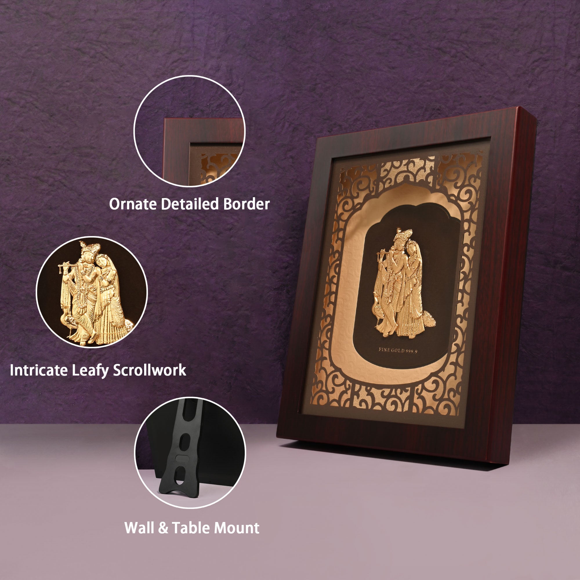 24k Gold Foil Radha Krishna Frame